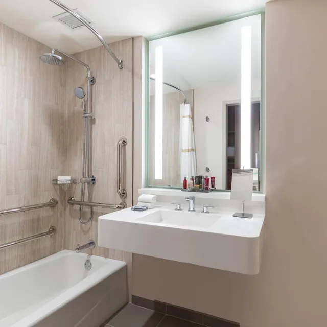 غرفة بسرير كينج بحوض استحمام لذوي الإعاقة، MARRIOTT MARQUIS CHICAGO 5/8