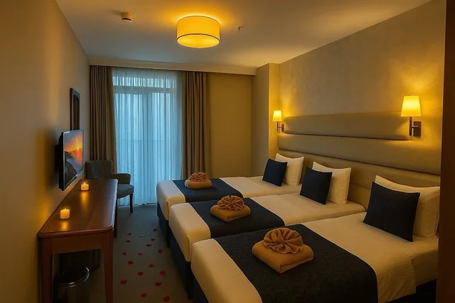 غرفة عائلية بسرير كوين وسرير فردي بشرفة، Istanbul Midpoint Hotel 8/10