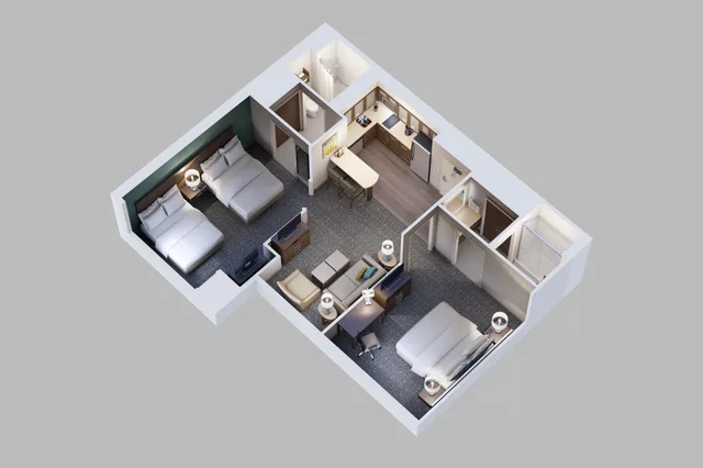 جناح بسرير كينج وسريرين كوين بغرفتي نوم، Staybridge Suites Southgate Detriot Area 1/2
