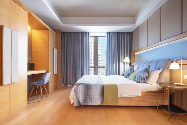 غرفة ديلوكس بسرير كينج بإطلالة على الحديقة، Sanlitun Xin Xiang Ya Yuan Apartment 4/9
