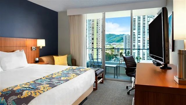 غرفة ديلوكس بسرير مزدوج بإطلالة على المدينة، Hyatt Place Waikiki Beach 1/1