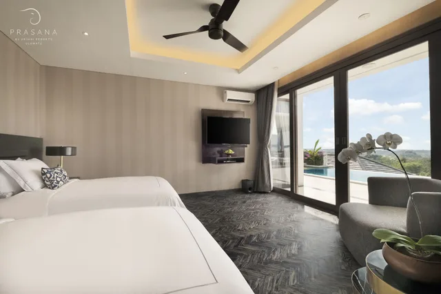 فيلا بسريرين منفصلين وسريرين كينج بإطلالة على البحر بـ3 غرف نوم مع أريكة، Prasana By Arjani Resort 10/10