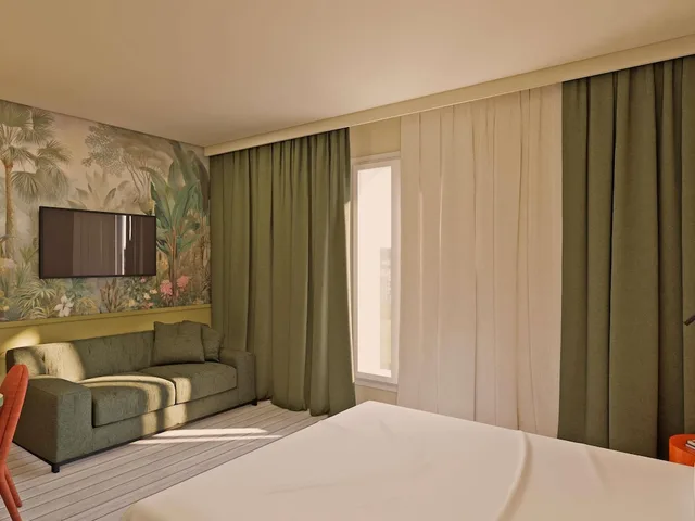 غرفة عائلية بسرير كوين بشرفة مع أريكة، Kyriad Prestige Vannes Centre Palais Des Arts 1/3