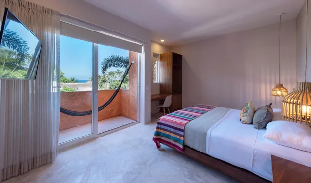 غرفة بسرير مزدوج بإطلالة على البحر بشرفة، Sayulinda Hotel 3/10