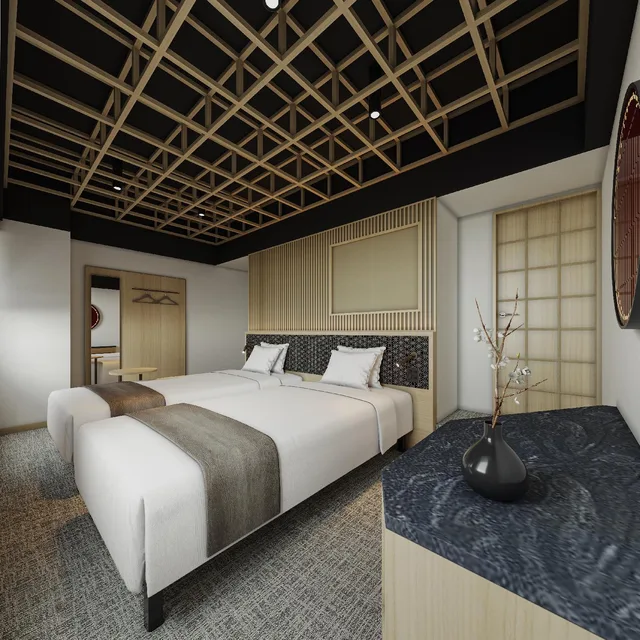 غرفة بسريرين منفصلين، Fujinomiya Fujikyu Hotel 1/1