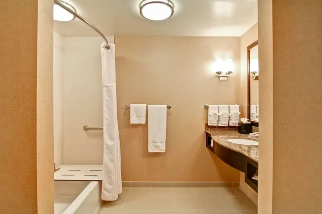 غرفة بسرير كينج بحوض استحمام لذوي الإعاقة، HILTON GARDEN INN WOODBRIDGE 3/4