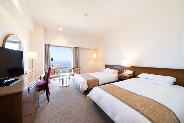 غرفة قياسية بسريرين منفصلين بإطلالة على البحر، Hotel Terrace The Square Hitachi 3/8