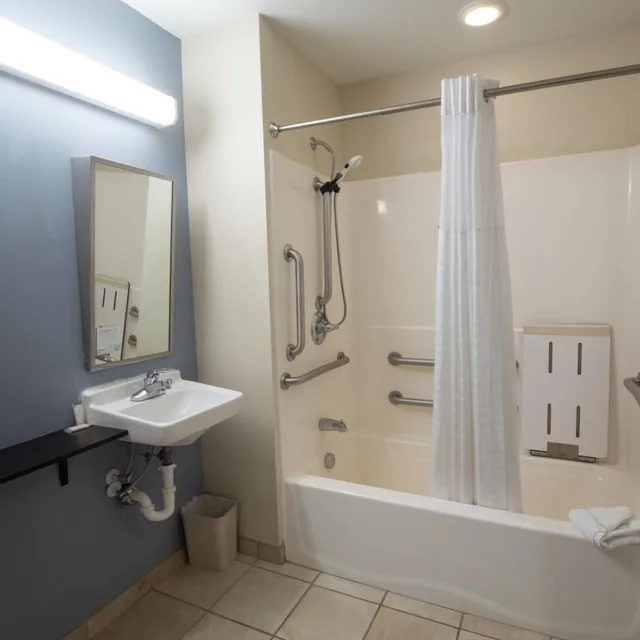 غرفة بسرير كوين بحوض استحمام لذوي الإعاقة، Microtel Inn & Suites By Wyndham Waynesburg 9/10