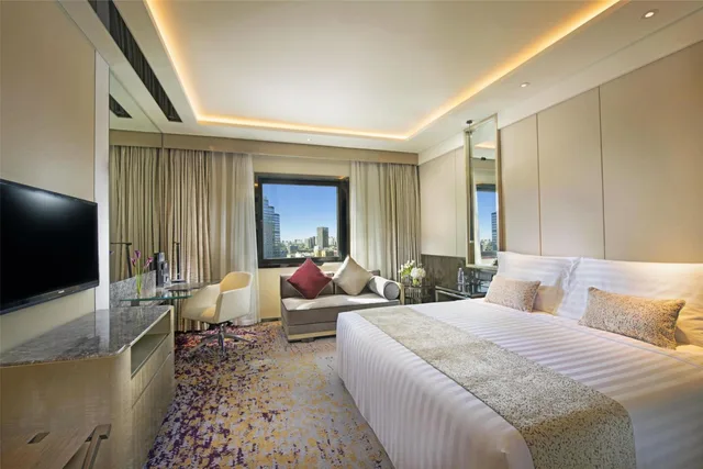 غرفة تنفيذية بسرير كينج وسرير كوين بإطلالة على المدينة، Kempinski Hotel Beijing Yansha centre 4/6