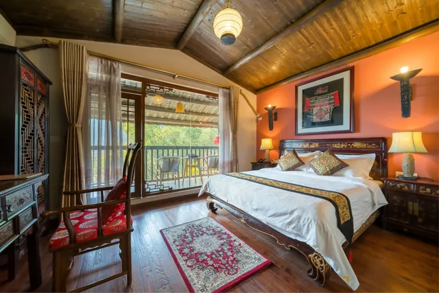 غرفة ديلوكس بسرير كوين، Yangshuo Tea Cozy Boutique Hotel 2/7
