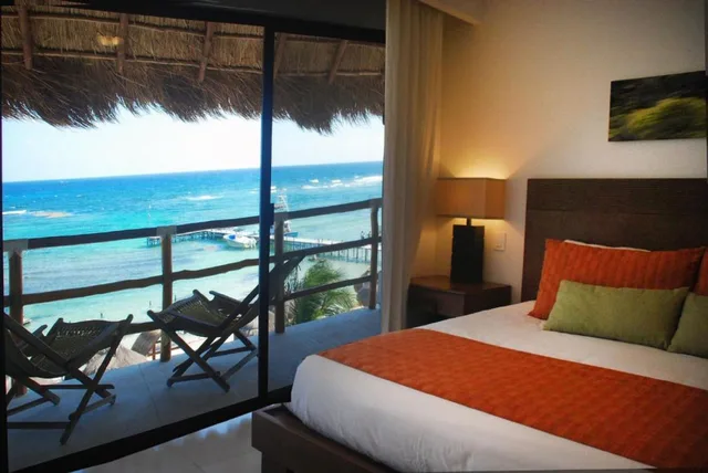 غرفة بسرير كوين بإطلالة على البحر، Koox Quinto Sole Boutique Hotel 6/8