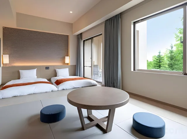 غرفة يابانية عصرية بفراش فوتون وسريرين منفصلين، Urabandai Grandeco Tokyu Hotel 1/1