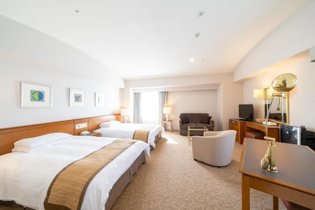 غرفة قياسية بسريرين منفصلين بإطلالة على البحر، Hotel Terrace The Square Hitachi 5/8