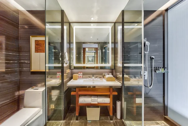 غرفة ديلوكس بسريرين منفصلين بإطلالة على الحديقة، Grand Skylight International Pingshan 4/4