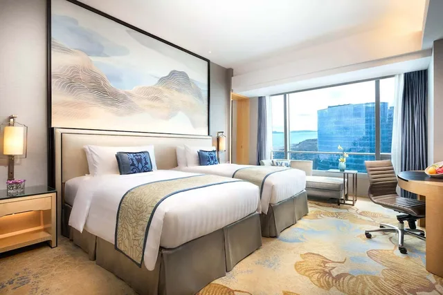 غرفة ديلوكس بسريرين منفصلين بإطلالة على البحر، Shangri La Xiamen 2/9