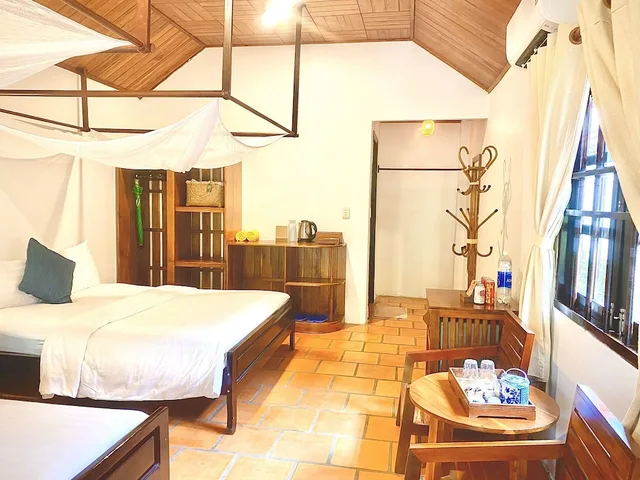 بنغل بسرير كوين وسرير فردي بإطلالة على الحديقة، Thanh Kieu Beach Resort 3/5