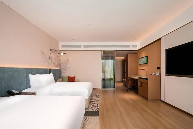 غرفة ديلوكس بسريرين مزدوجين، Hilton Garden Inn Xinyang East Railway Station 2/3