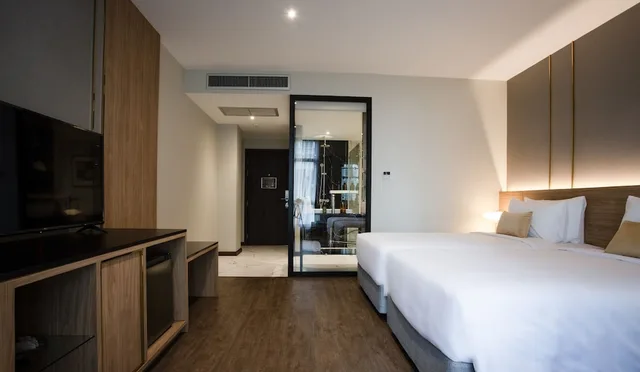 غرفة ديلوكس بسريرين منفصلين بإطلالة على المدينة، SAM E Hotel Bangkok Sathorn 3/7