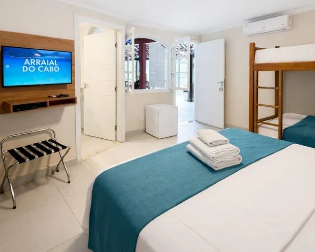 غرفة عائلية رباعية بسرير كوين وسرير بطابقين، Pousada Porto Praia 4/5