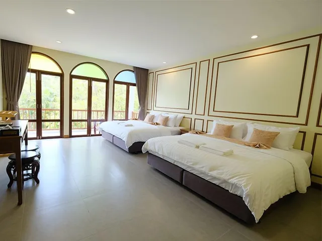 غرفة عائلية بسريرين مزدوجين بإطلالة على الحديقة، Baan Imm Sook Resort 7/10
