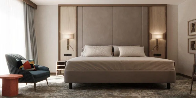 غرفة بسرير كينج بإطلالة على المدينة، Hotel Budva 1/4