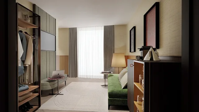 جناح ركني بسرير كينج بإطلالة على المدينة بغرفة نوم واحدة مع أريكة، Circle 6 Rome Hotel 10/10