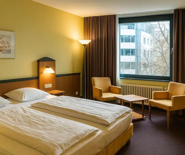 غرفة قياسية بسرير مزدوج، Plaza Hotel and Living Frankfurt 2/9