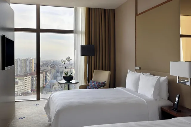 غرفة ديلوكس بسرير مزدوج بإطلالة على المدينة، Istanbul Marriott Hotel Sisli 4/6
