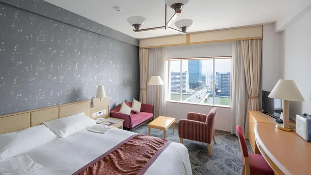 غرفة ديلوكس بسرير مزدوج بإطلالة على النهر في المبنى الرئيسي، Hotel Okura Niigata 1/1