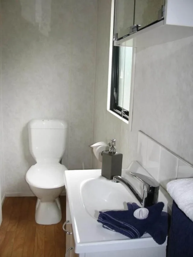 كابينة بسرير كوين وأسرّة بطابقين، Napier Beach Kiwi Holiday Park and Motels 3/3
