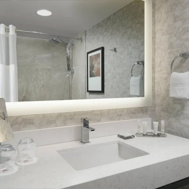 غرفة بسريرين مزدوجين بحوض استحمام لذوي الإعاقة، Houston Marriott Medical Center/Museum District 3/5