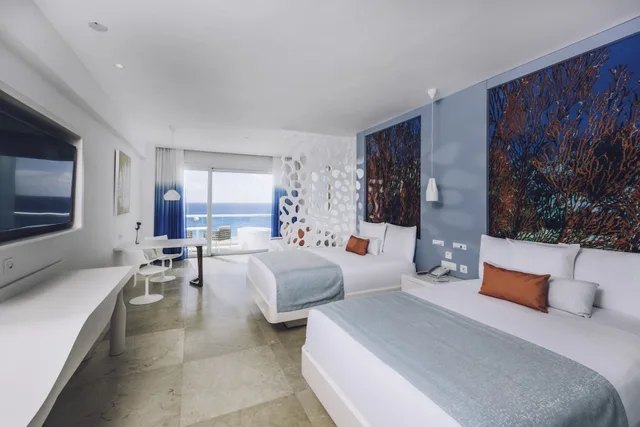Junior Suite, 2 Double Beds, Ocean Front, Corner، Iberostar Selection Coral Cancun - Adults Only 2/9
