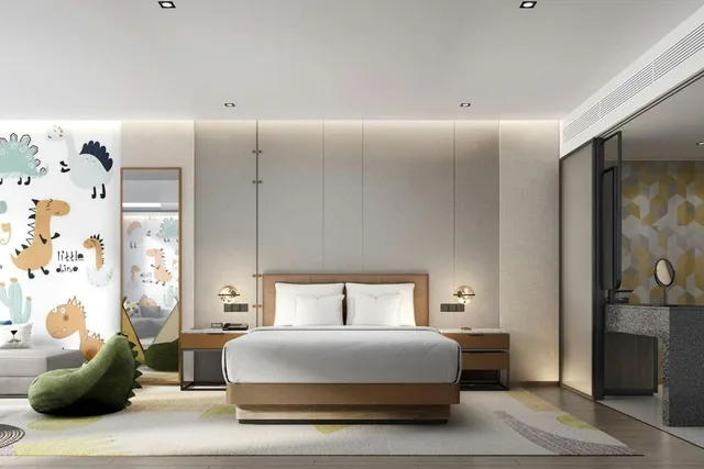 غرفة عصرية عائلية بسرير كينج بإطلالة على المدينة، Four Points by Sheraton Chongqing, Yongchuan 2/3