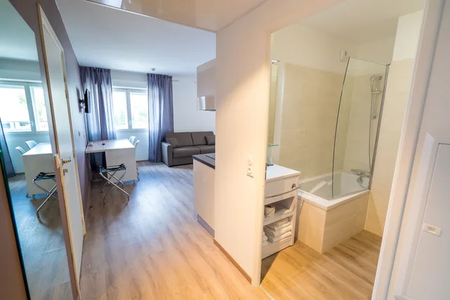 استوديو بسرير كوين بإطلالة على النهر بشرفة مع أريكة، All Suites Appart Hotel Choisy Le Roi 6/6