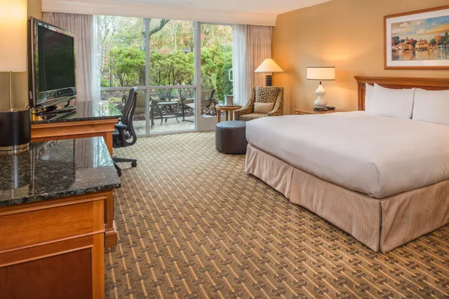 غرفة ديلوكس بسرير كينج بإطلالة على المسبح لذوي الإعاقة، Hilton Seattle Airport & Conference Center 1/2
