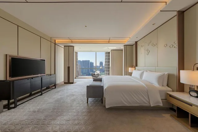 جناح رئاسي بسرير كينج بإطلالة على المدينة بغرفة نوم واحدة مع دخول صالة النادي، JW Marriott Hotel Taiyuan 2/4