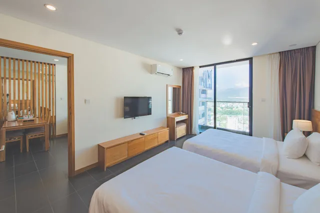 شقة تنفيذية بسريرين مزدوجين بإطلالة على المدينة بغرفة نوم واحدة، Maple Hotel Apartment 3/6