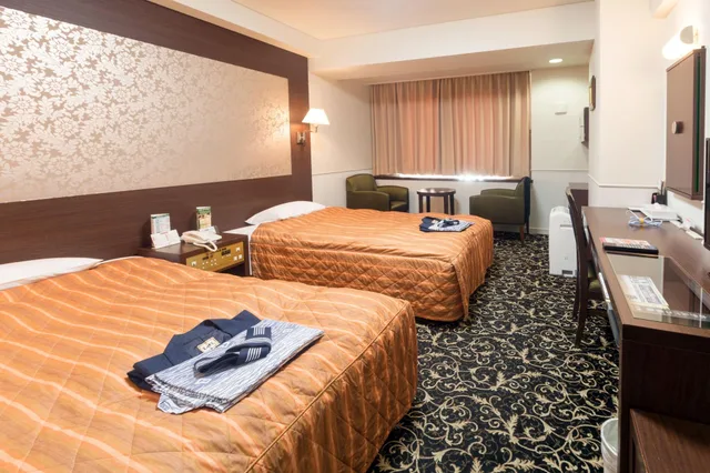 غرفة بسريرين منفصلين بإطلالة على النهر، Hotel Global View Kushiro 2/5