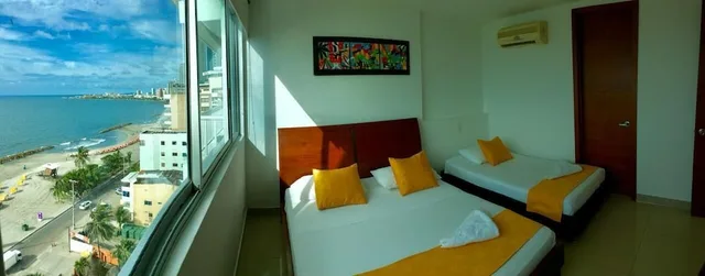 شقة بإطلالة على الشاطئ بشرفة بغرفتي نوم، Apartamentos frente al mar Cartagena - Edificio Palmetto 1/7