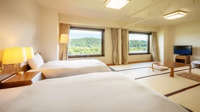 جناح غربي بسريرين منفصلين وفرشتي فوتون بإطلالة على النهر، Hotel City Plaza Kitakami 1/2