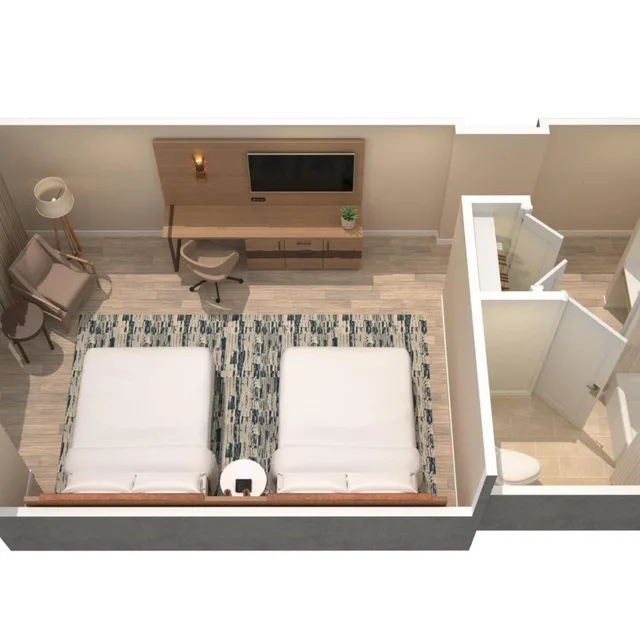 غرفة بسريرين كوين بحوض استحمام لذوي الإعاقة، San Antonio Marriott Rivercenter on The River Walk 4/4