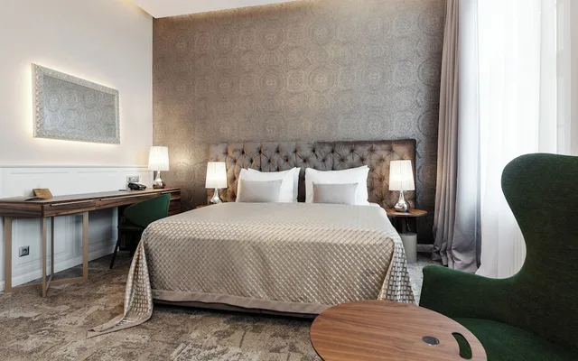 غرفة تنفيذية بسرير كوين بحوض استحمام، Grandhotel Brno 5/5