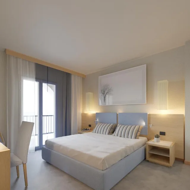 غرفة بسرير مزدوج أو سريرين منفصلين بإطلالة على البحر بشرفة، Hotel Calabona 1/2