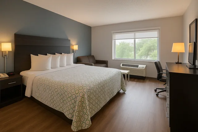 غرفة قياسية بسرير كينج مع أريكة، HomeTown Inn by Red Roof East Syracuse 3/6