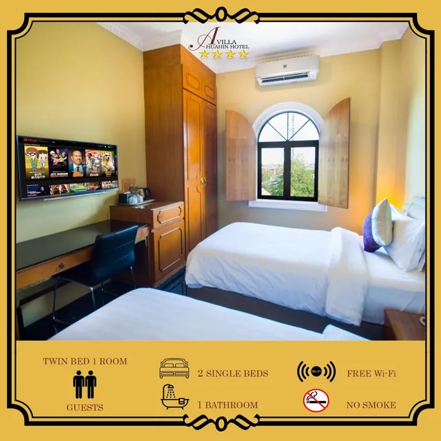 غرفة بسريرين منفصلين، A Villa Huahin Hotel 1/3