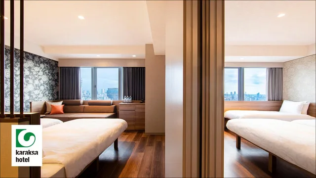 غرفة متصلة بسريرين منفصلين في طابق مرتفع، Karaksa Hotel Grande Shin-Osaka Tower 1/1