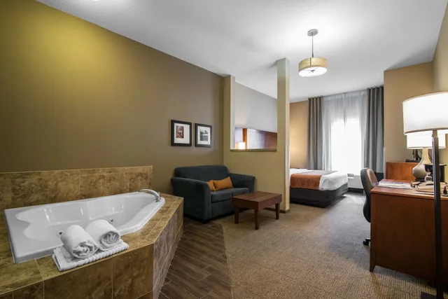 جناح بسرير كينج مع أريكة بجاكوزي، Comfort Inn & Suites Sayre, PA 8/8