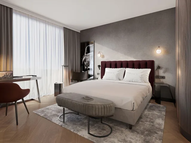 غرفة بريميوم بسرير كينج، Radisson Blu Hotel at Porsche Design Tower Stuttgart 2/5