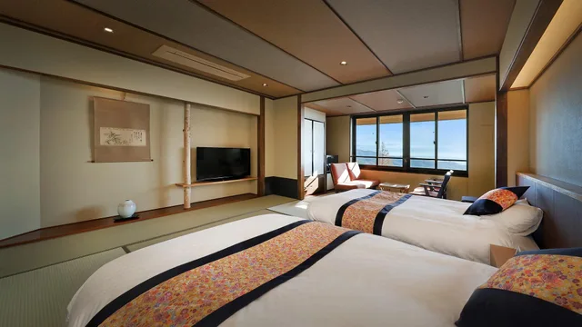 Japanese Western, Futon Bed, Twin Beds, Semi Outdoor Bath, Tsukubasan Edoya 1/1