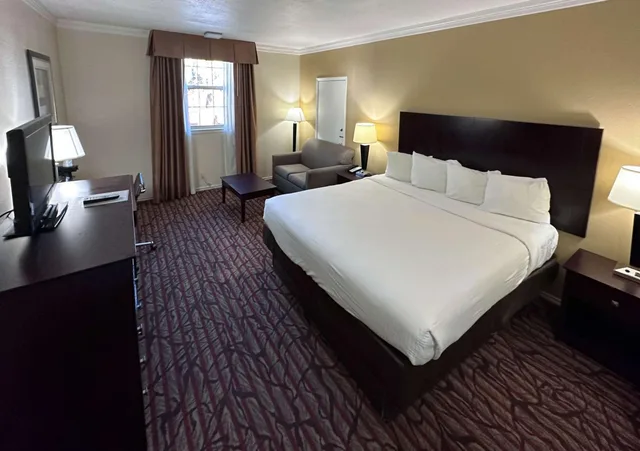 1 King Bed Mobility Accessible RI Shower Nsmk، Motel6 Dallas, TX - Downtown 1/10